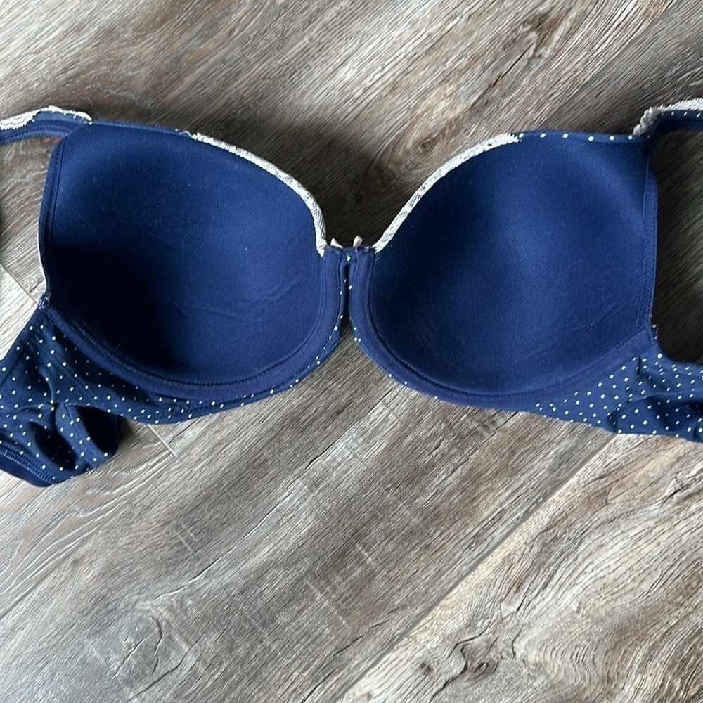 Soma bra Navy white polka dot lace size 38D light padded underwire - Picture 6 of 8